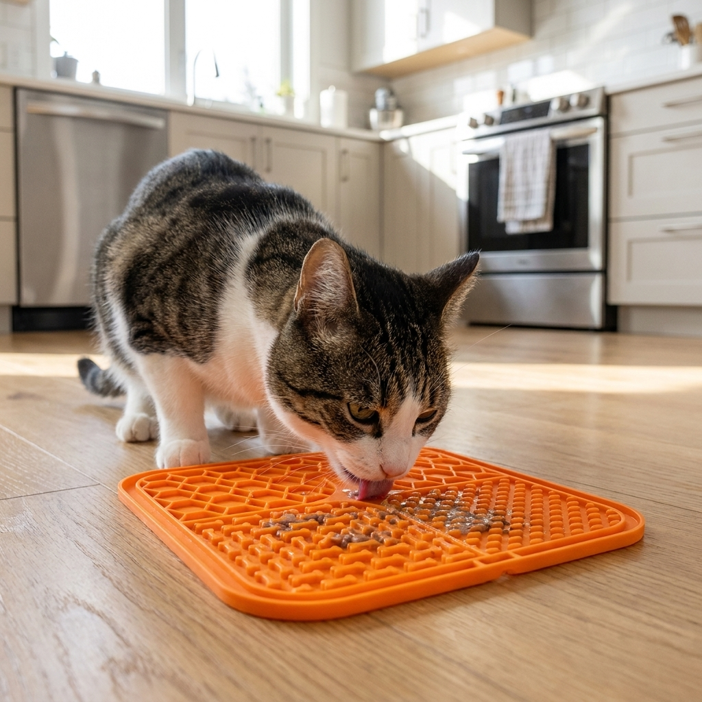 Calming Licking Mat for Dogs & Cats — Slow Feeder with Suction Base