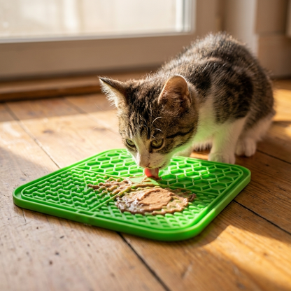 Calming Licking Mat for Dogs & Cats — Slow Feeder with Suction Base