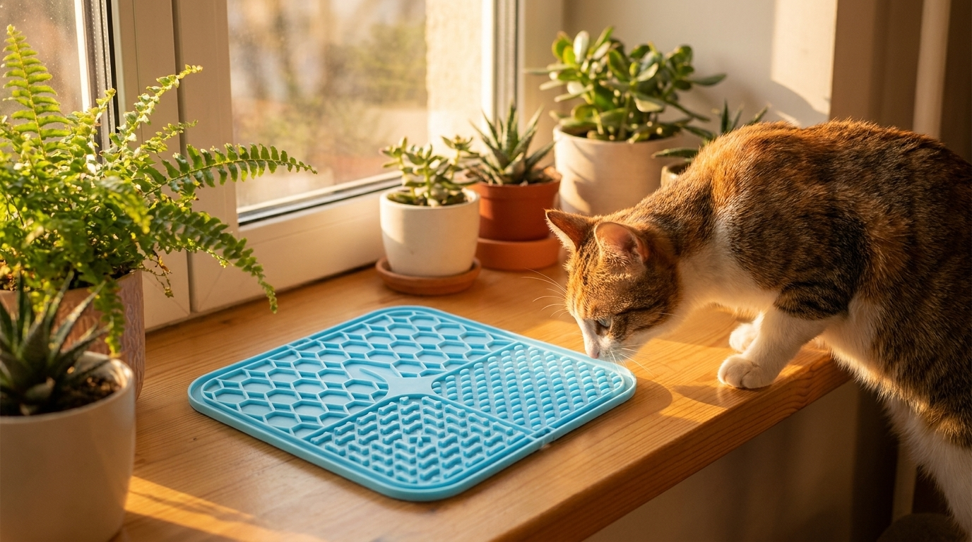 Calming Licking Mat for Dogs & Cats — Slow Feeder with Suction Base
