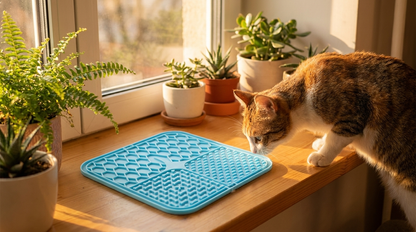 Calming Licking Mat for Dogs & Cats — Slow Feeder with Suction Base